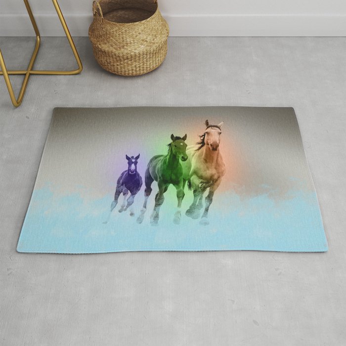 Horse Family Society6 Home Decor Art Rug By Sachin
