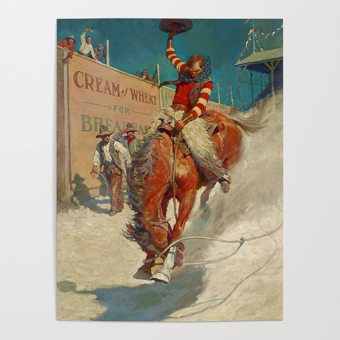 N C Wyeth Western Painting “The Rodeo” Poster