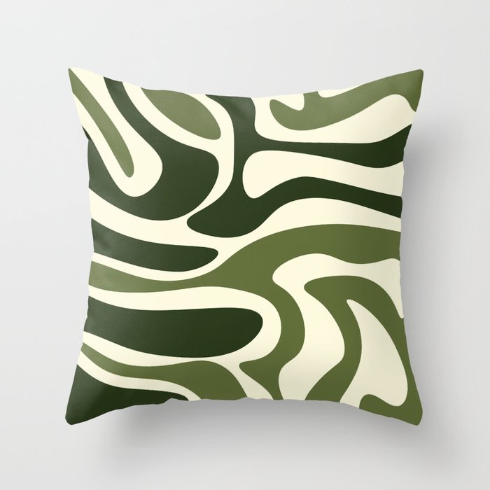 Retro Style Abstract Background - Pine Tree and Dark Olive Green Throw Pillow