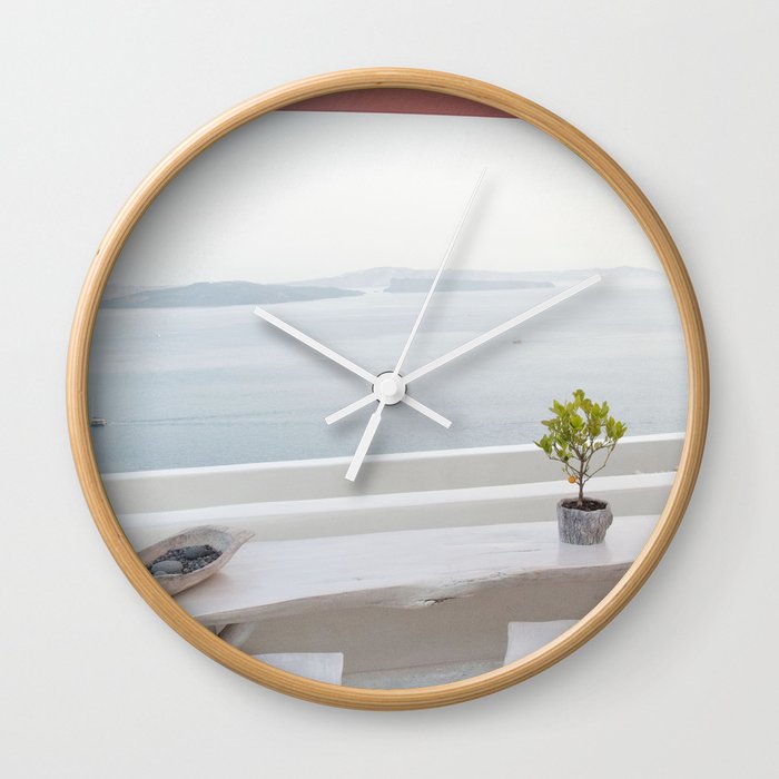 Santorini Zen Dream #8 #minimal #wall #decor #art #society6 Wall Clock