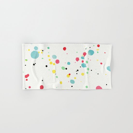 Watercolor splatters on white leather Hand & Bath Towel