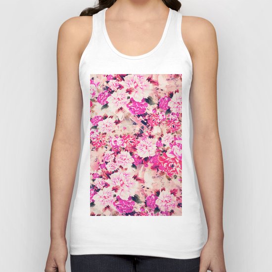 Elegant Pink Chic Floral Pattern Girly Peonies Unisex Tank Top