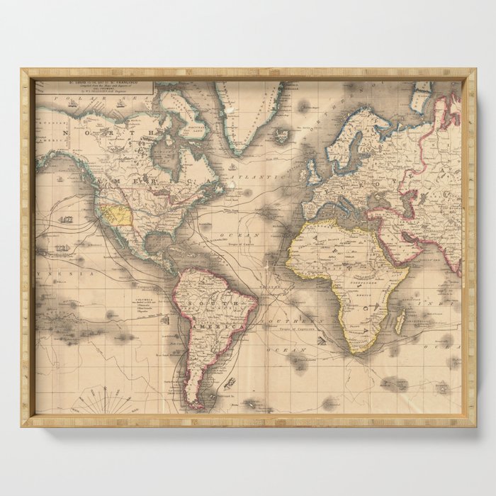 Vintage Map of the World (1850) Serving Tray