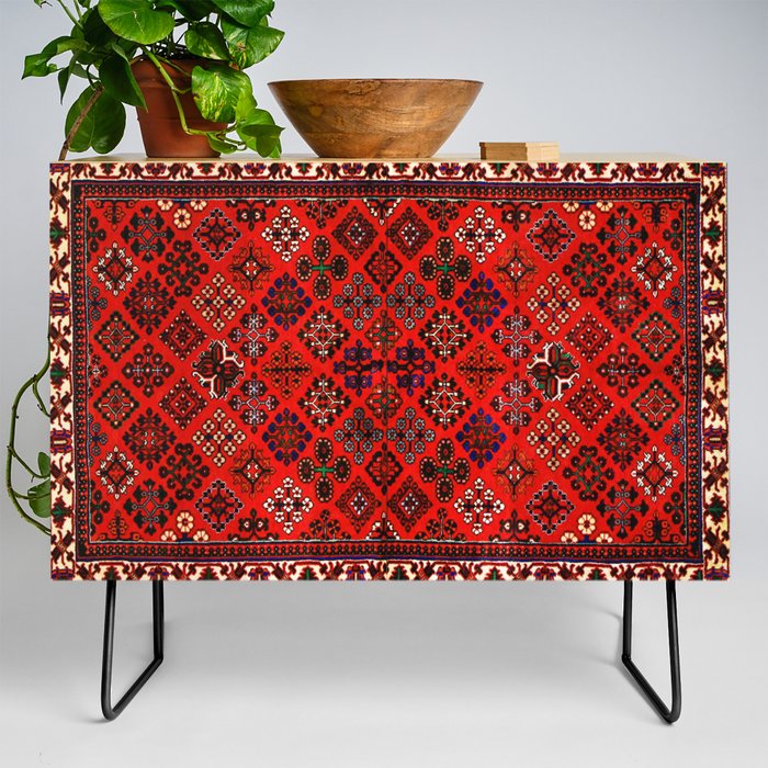 -A30- Red Epic Traditional Moroccan Carpet Design. Credenza