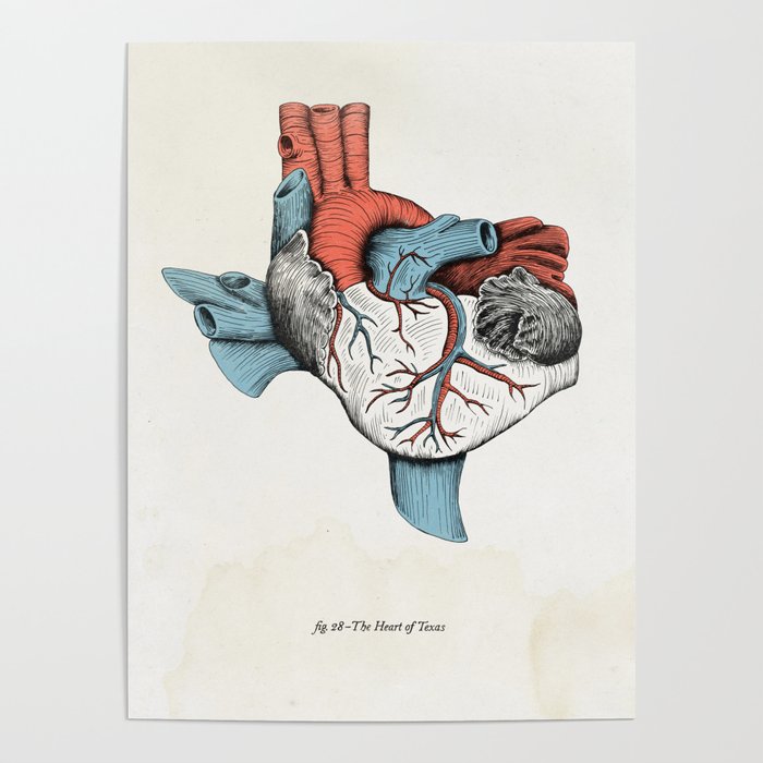The Heart of Texas (Red, White and Blue) Poster