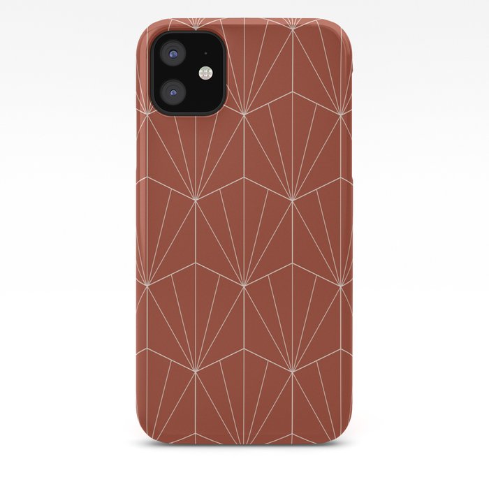 Gisela Geometric Line Pattern - Pomegranate Red iPhone Case