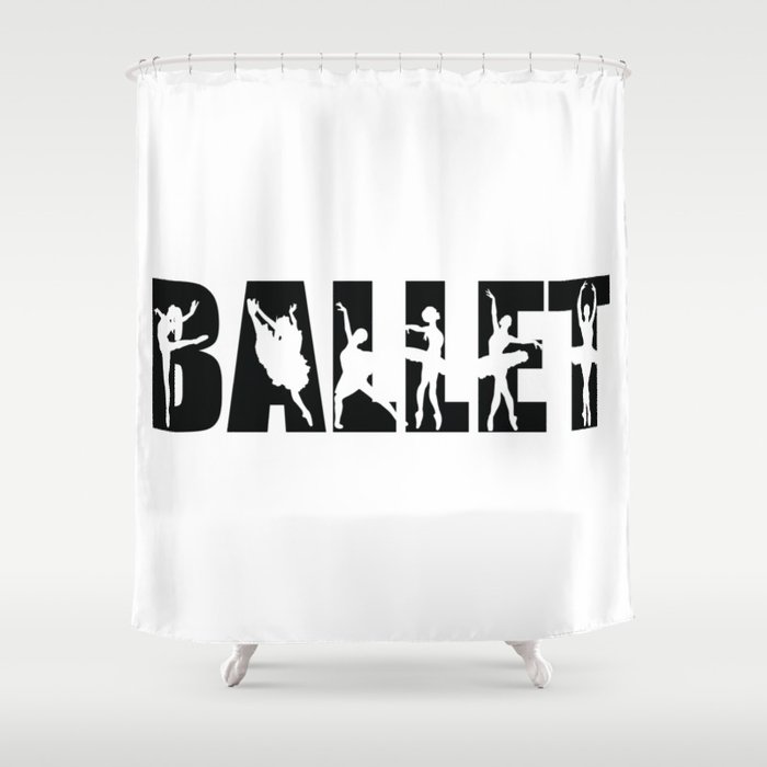 Ballet In Black With Ballerina Cutouts Shower Curtain By Ballet In Black With Ballerina Cutouts Shower Curtain
