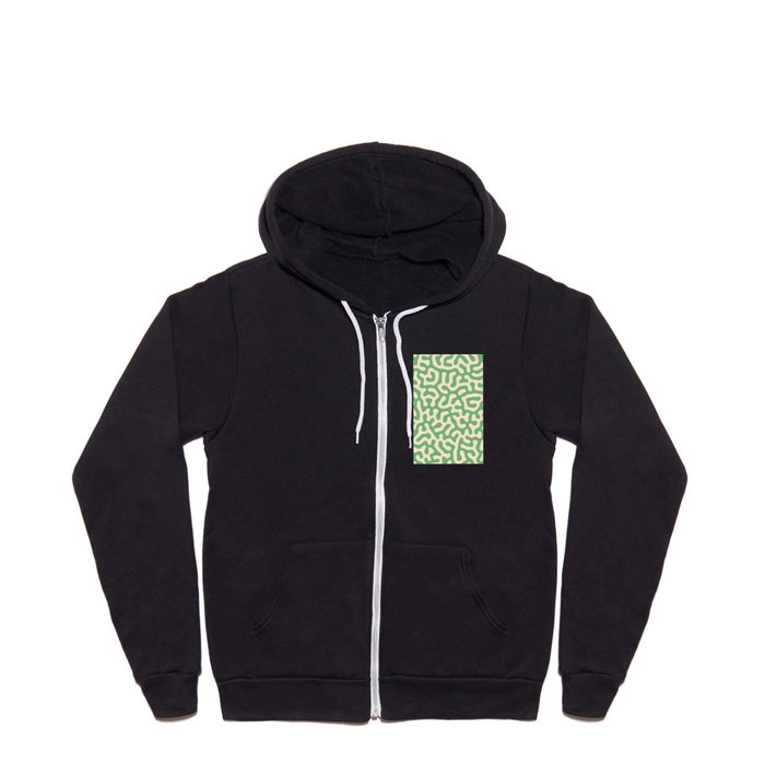 Green and Cream Coral Reef Abstract Pattern Design Full Zip Hoodie