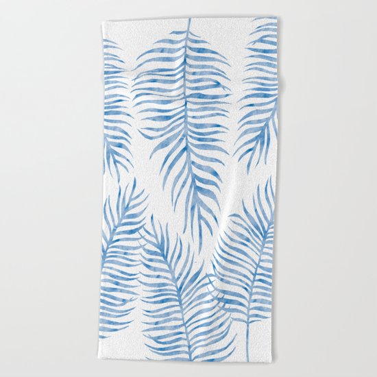 Fern Pattern Blue Beach Towel