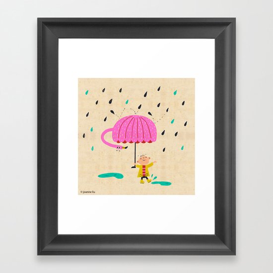 one of the many uses of a flamingo - umbrella Framed Art Print