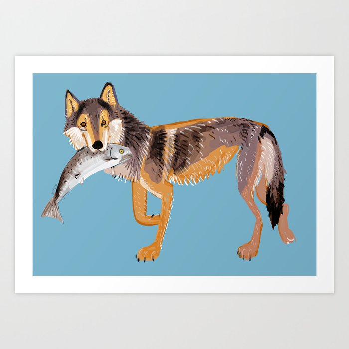Totem Coastal wolf Vancouver Wolf Art Print