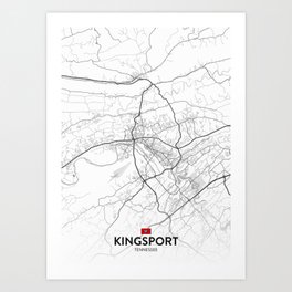 Kingsport, Tennessee, United States - Light City Map Art Print