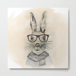 Cute funny watercolor bunny with glasses and scarf hand paint Metal Print | Handpaintbunny, Painting, Rabbitpainting, Glassesrabbit, Adorablerabbit, Easterbunny, Rabbitartwork, Bunnycartoon, Rabbitanimal, Funnyrabbit 