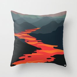 Where the sun meets lava Throw Pillow