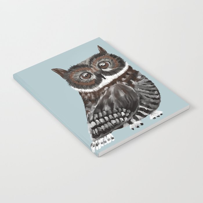 Adorable Owl In Blue Notebook | Painting, Digital, Owl, Blue-background, Ownl-in-blue-design, Beautiful-eyed-owl, Big-eyed-owl, Owl-with-big-eyes, Owl-home-decor, Owl-art-print
