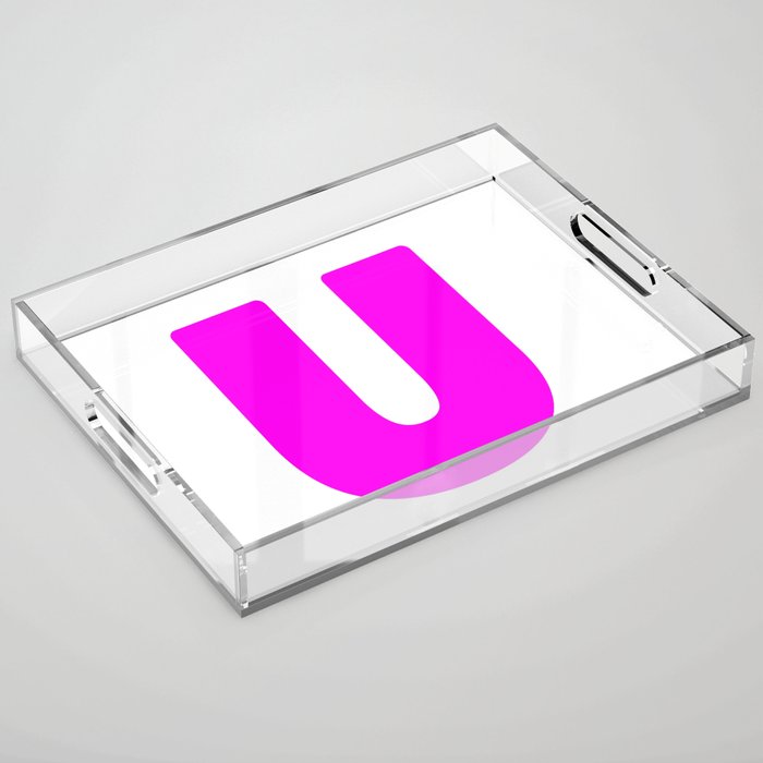 U (Magenta & White Letter) Acrylic Tray