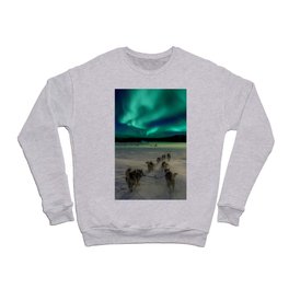 Winter Northern Lights Dog Sled (Color) Crewneck Sweatshirt