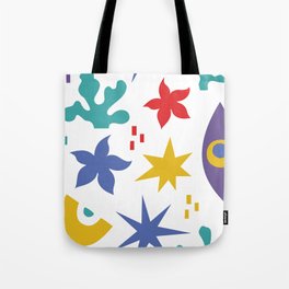 Abstract pattern with eyes, plants and stars Tote Bag
