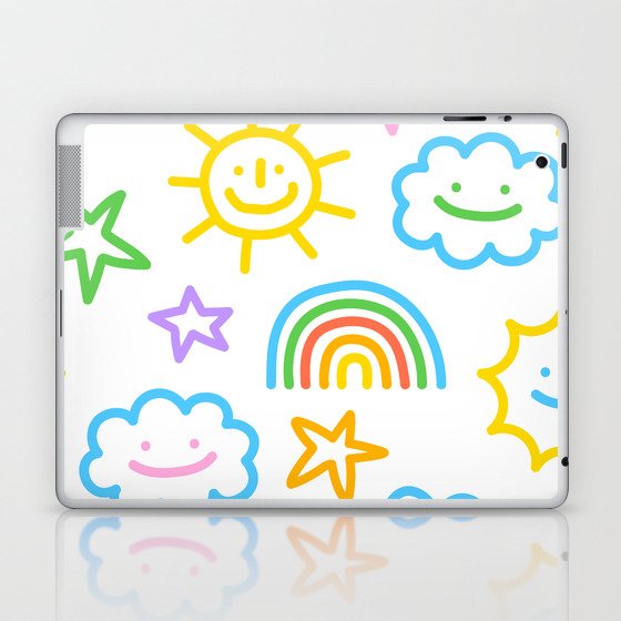 Colorful funny sky doodle seamless pattern Laptop & iPad Skin