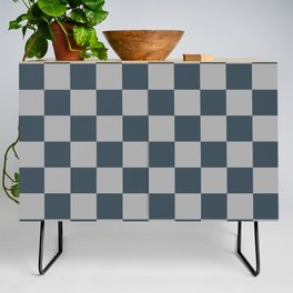 Blue and Gray Checkerboard  Credenza