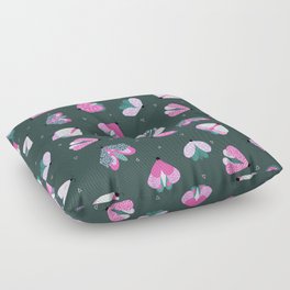 Moth Pattern Green Purple Pink Floor Pillow