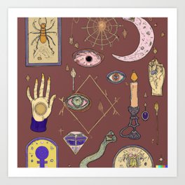 hands palmistry witch crystal ball psychic design phone case Art Print