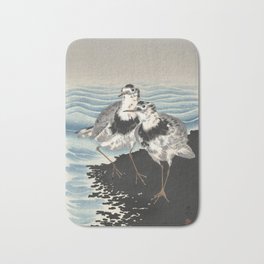 Japanese Woodcut - Coastal Birds Bath Mat | Animal, Asian, Coastal, Japan, Shore, Decor, Bird, Vintage, Beach, Birds 