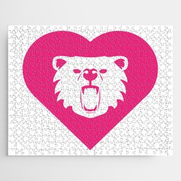 Bear Mascot Cares Pink Jigsaw Puzzle