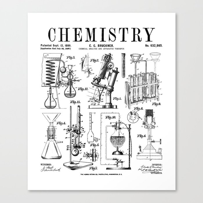 Chemistry Teacher Student Science Laboratory Vintage Patent Canvas Print
