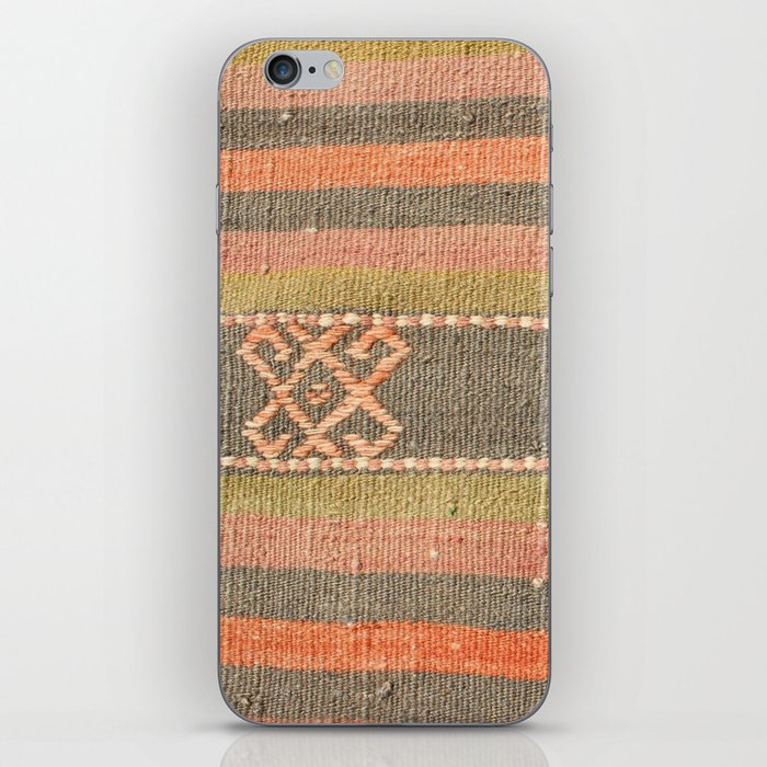 Antique Colorful Stripes Turkish Carpet Vintage Kilim Rug Print with Geometric Shapes iPhone Skin