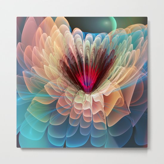 Moon Flower, artistic fractal art Metal Print