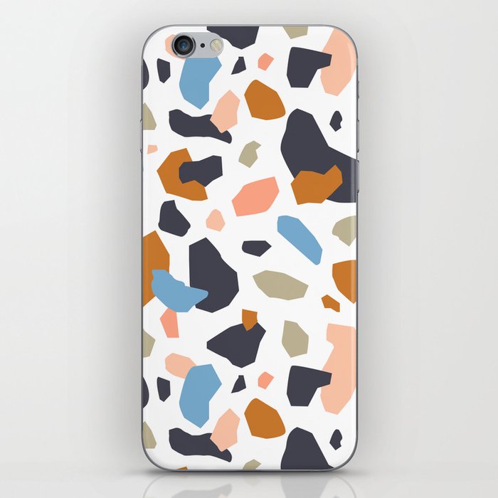Terrazzo flooring pattern with colorful marble rocks iPhone Skin
