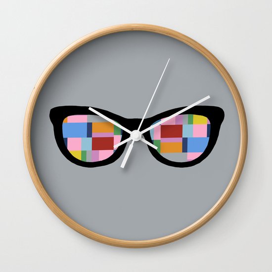 Square Eyes on Grey Wall Clock