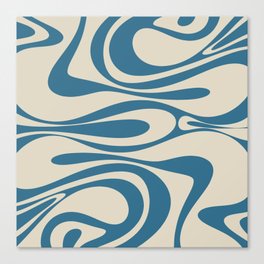 Mod Thang Retro Modern Abstract Pattern in Boho Blue and Beige Canvas Print