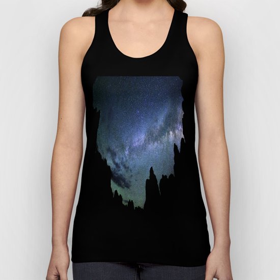Milky Way Mountains Silhouette Unisex Tank Top