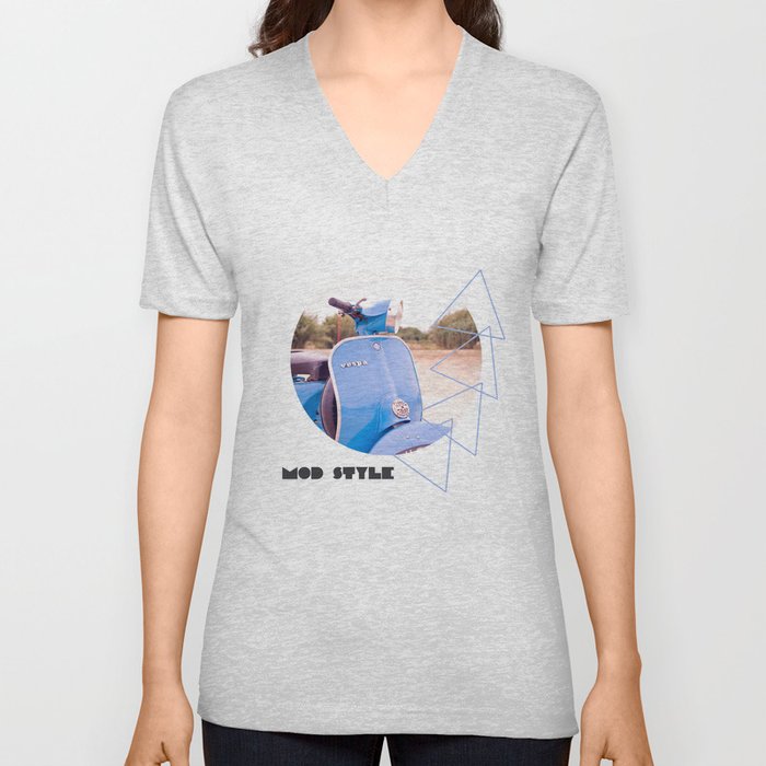 Vintage Blue Scooter V Neck T Shirt