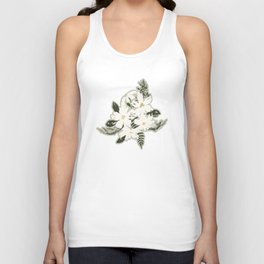 Cream and yellow flowers over sage green Unisex Tank Top