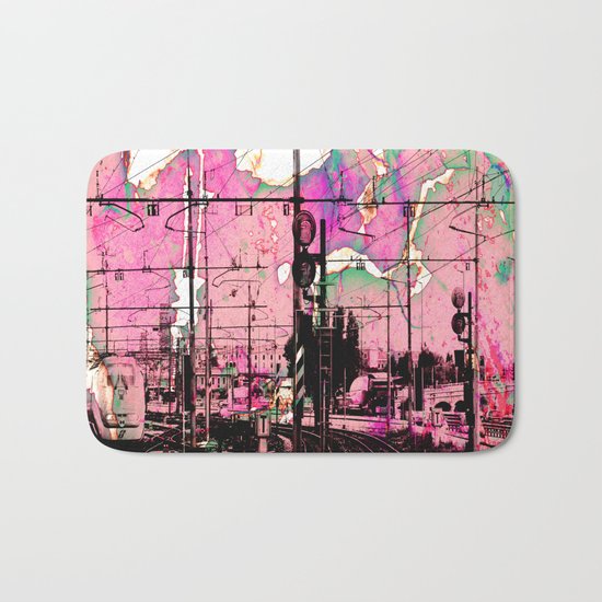 All About the Journey, Abstract Grunge Train Bath Mat