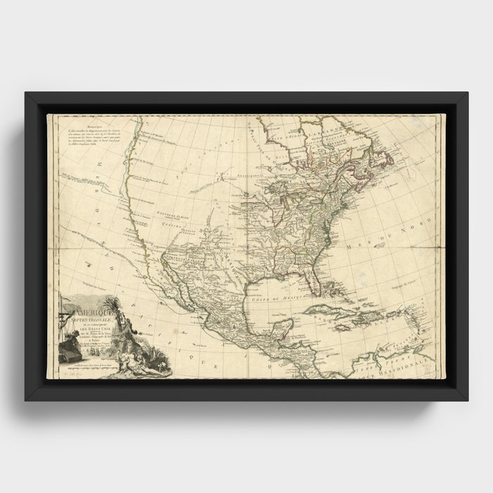 Old Map of North America 1783 - Old Map Of North America 1783 Framed Canvas