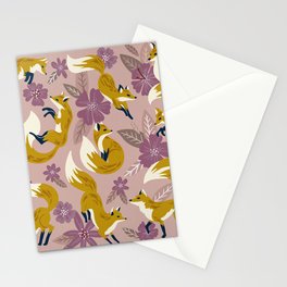 Foxes & Blooms – Lavender Palette Stationery Card