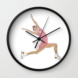 Girl in pink dress. Figure skater Wall Clock