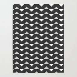 Charcoal Black And Grey Chevron Zigzag Pattern Geometric Abstract Poster