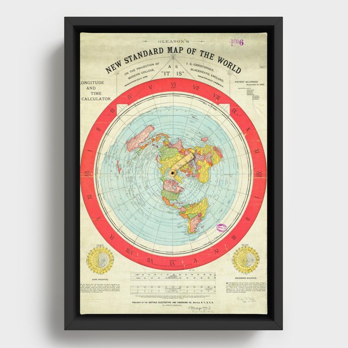 1892 Flat Earth Map Alexander Gleason's New Standard Map of the