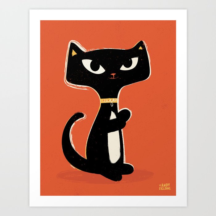 Suspiciously Cute Black Cat Art Print
