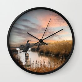 Sunset in the Wetlands Wall Clock
