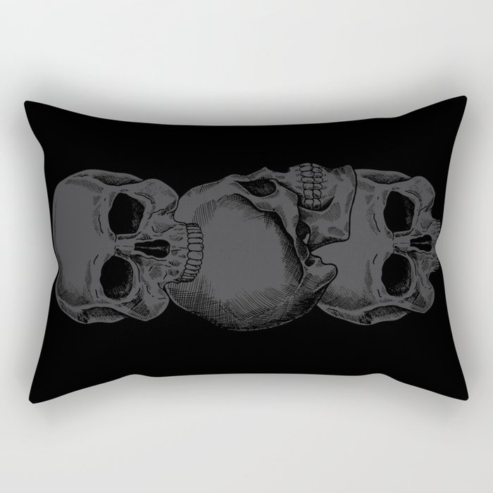 3 Black Skulls Stacked On Top of Each Other Rectangular Pillow