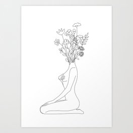 Minimal Line Bloom Art Print