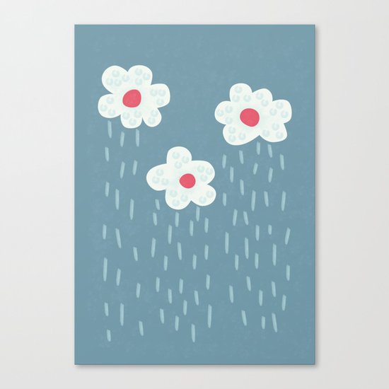 Rainy Flowery Clouds Canvas Print