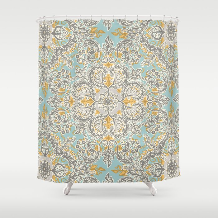 Gypsy Floral In Soft Neutrals Grey Amp Yellow On Sage
