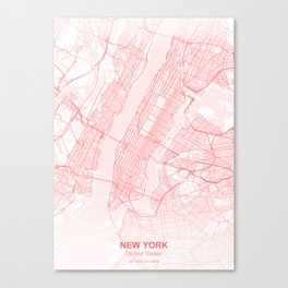 New york city map pink Canvas Print